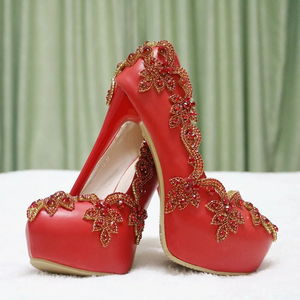 New Red Color Wedding High Heels Pumps Shoes For Women Red
