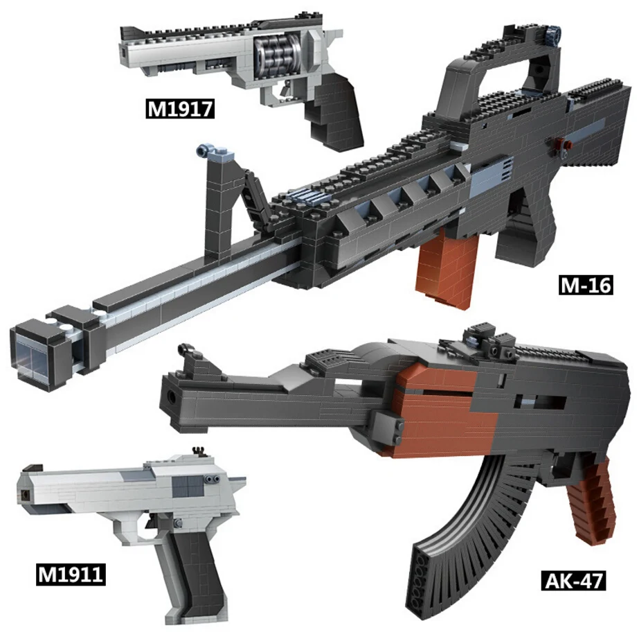 

Modern military weapon M1911 M16 AK47 rifle 2in1 block Rescue ship fighter model bricks world war gun toys collection for gifts