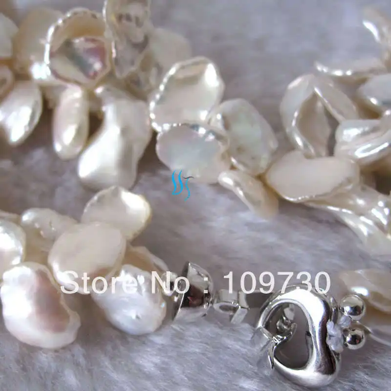 

Jewelry 00467 2Row 9-15mm White Reborn Keshi Pearl Necklace Mother's Day Gift