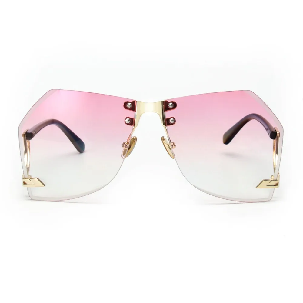 Королевские женские солнцезащитные очки больших размеров без оправы, брендовые дизайнерские Элегантные женские очки с прозрачными линзами, градиентные солнцезащитные очки ss143