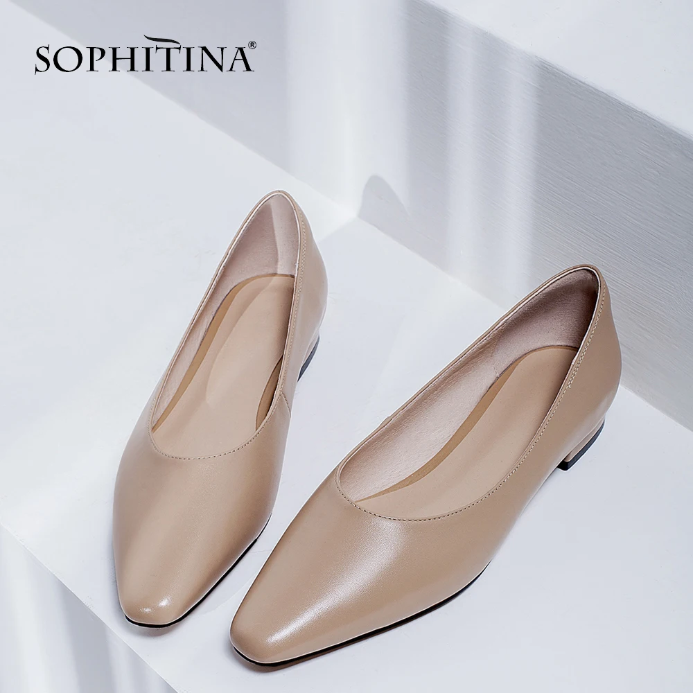 SOPHITINA/пикантные женские туфли на плоской подошве из натуральной кожи с круглым