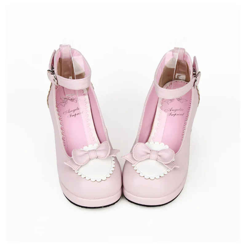 

Lolita Maid Cosplay Girls Chunky Heel Ankle Strap Sweet Bowknot Shoes BLACK/PINK/BROWN