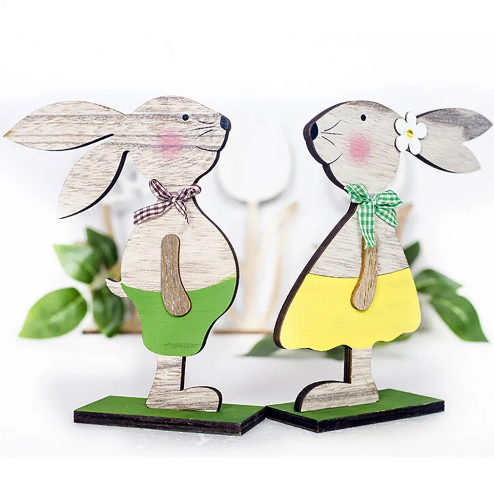 Wooden Easter Egg for Party Ornament DIY Bunny Letter Rack Rabbit Pattern Decoration Home |