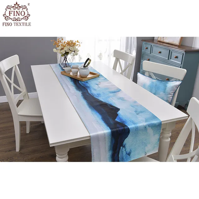 Chinese Dining Table Runners Blue Silk Kitchen Tablecloth Rustic Chinese Dining Table Runners Blue Silk Kitchen Tablecloth Rustic Picnic Side Living Room Runner Patio Outdoor Scenery Home