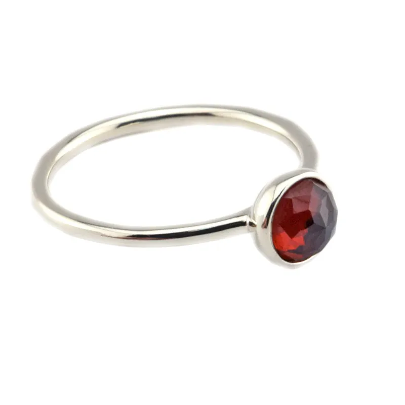 

Authentic 925 Sterling Silver January Droplet Ring With Garnet for Women DIY Fine Jewelry SR102A