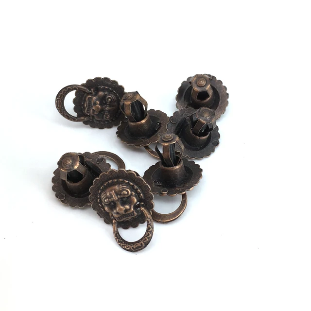 20mm Antique Bronze Lion Head Small Drawer Pull Wooden Box case knobs