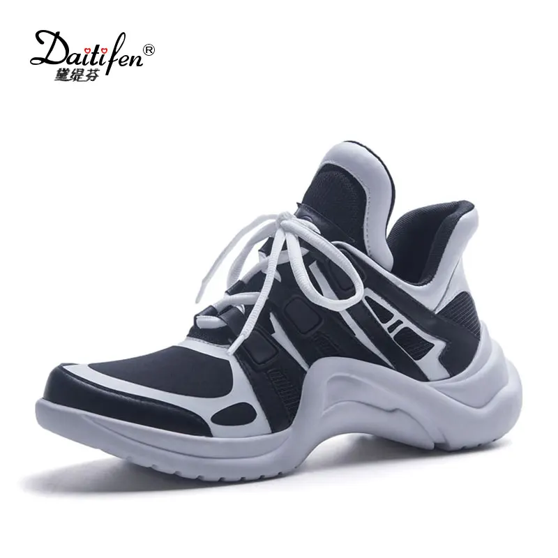 

Daitifen Genuine Leather Casual Sneaker Mixed Colors Women Shoes Comfort Flat Platform Shoes Breathable Lace-Up Outdoor Flats