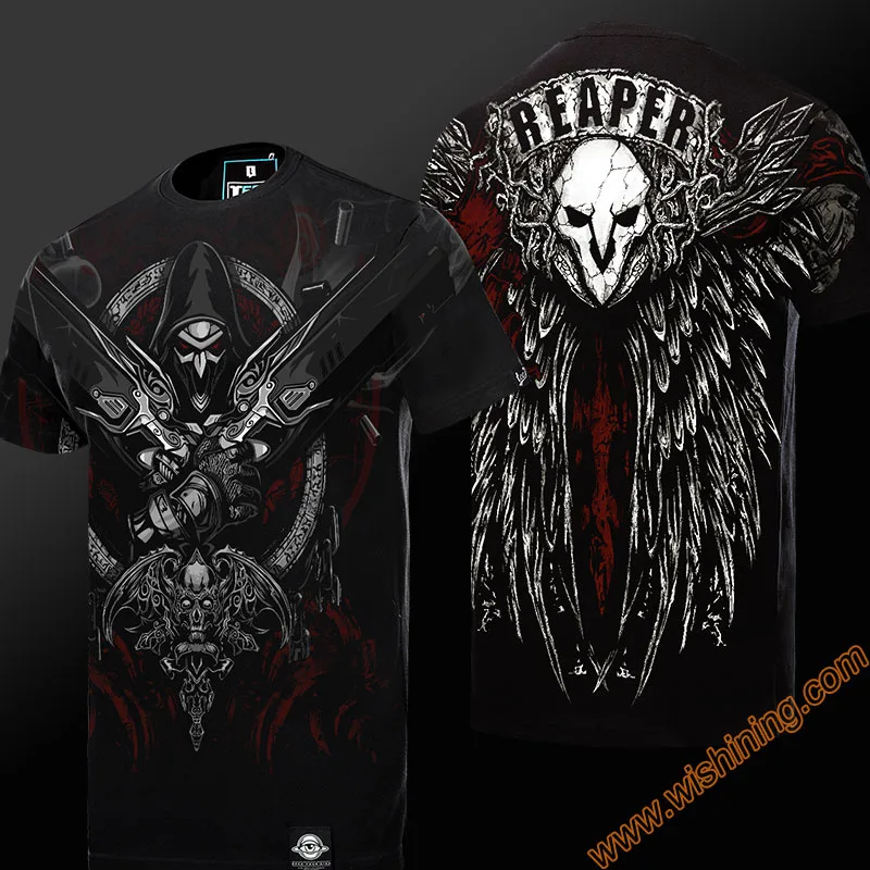 Качественные 3D OW футболки с жаткой Hanzo Oni Genji DVA футболка Winston Roadhog Junkrat черная