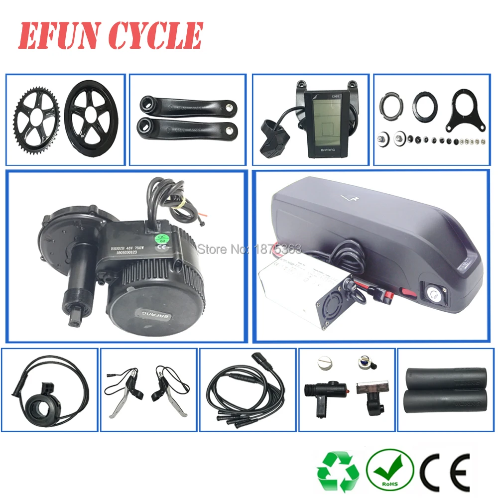 

Free shipping BAFANG BBS02 36V 500W central motor kits with 36V 20Ah down tube battery pack for MTB bike BB 100mm/110mm/120mm