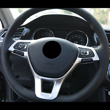 

For TROC T-ROC 2017 2018 ABS Matte Interior Steering Wheel Button Cover Trim accessories car styling 1pcs