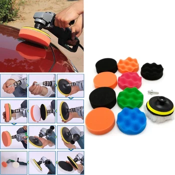 

11 Pcs 3/4/5/6/7\" Buffing Sponge Polishing Pad Kit Set For Car Polisher Buffer