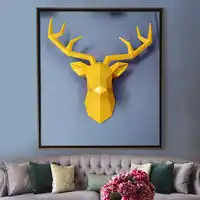 Grote Maat 4 Kleur Beschikbaar Nieuwe Geometrie 3D Animal Deer Head Wanddecoratie Hoofd Hars Muur Ornament Kerstcadeau Creative gift
