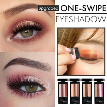 

Upgraded 4 Colors One Swipe Eyeshadow Women Eyes Makeup Long-lasting Matte Eye Shadow Waterproof Easy to Wear Natural Eye Shadow