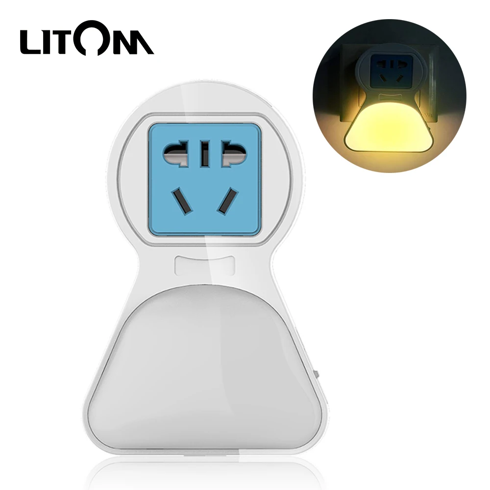 

Litom Light Sensor Control Night Light 4 Adjustable Light Mode Mini Night Lamp With Charger Socket USB Port For Bedroom Night