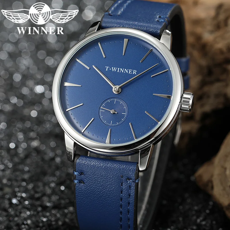

WINNER Hand Wind Mechanical Men Wristwatch Military Sport Male Clock Top Brand Luxury Genuine Leather Waterproof Man Watch 027