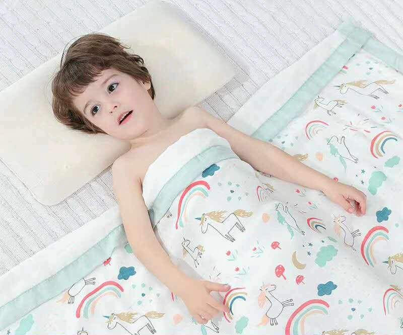 New 4 Layers Bamboo Baby Muslin Blanket Newborn Swaddles Soft Cartoon Blankets Bath Gauze Infant Wrap Sleepsack Multi-use Diaper (2)
