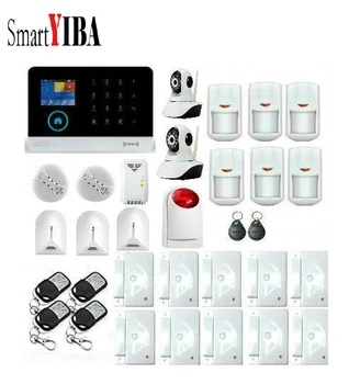 

SmartYIBA Wireless Home Security WIFI 3G Alarm APP Control Network IP Camera Wireless Alarm With Strobe Siren Glass Gas Alarm