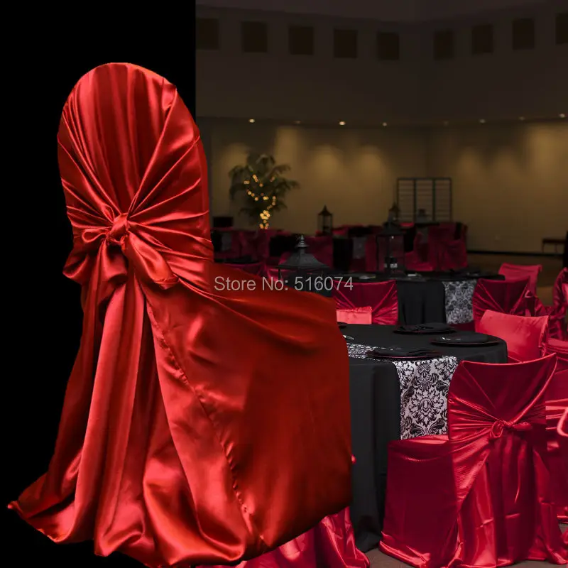 Discount Free shipping 100pcs Satin Chair CoverS 21 Colors Satin Self-tie Shair Covers Wedding Banquet Party Decors Wholesales 8