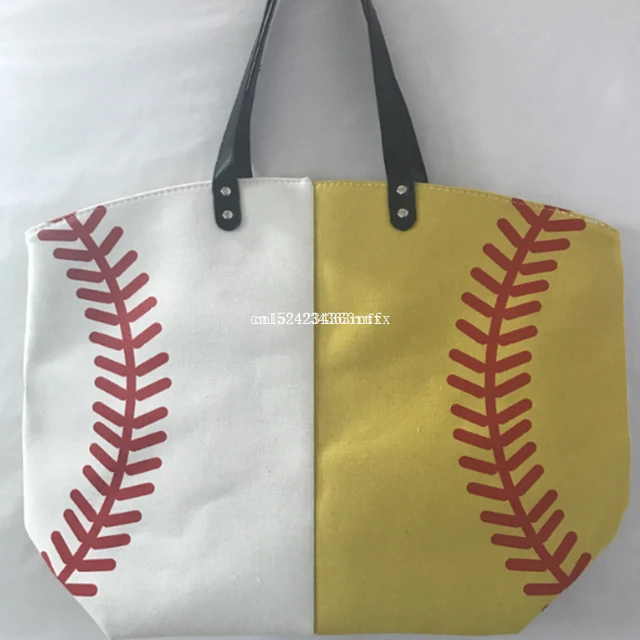 50 Pcs Softball Canvas Lady Bag Shoulder Baseball Women S 50 Pcs Softball Canvas Lady Bag Shoulder Baseball Women S Handbag Cute Canva Basketball Tote Bags