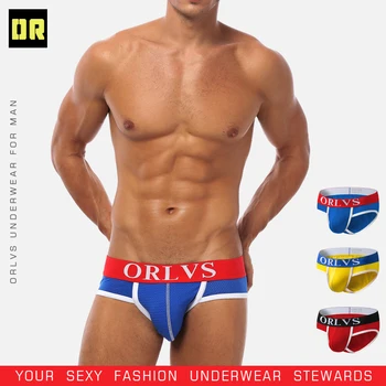 

ORLVS Sexy Men Underwear Cueca Masculina Slip Underwear Mens Underpants Mesh Breathable Ropa Interior Hombre OR132