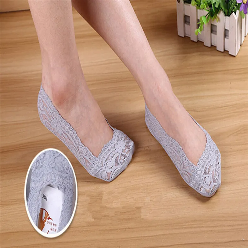 

Women sock female invisible socket Absorbents lippers shallow mouth summer thin lace boat Socks ankle heal short sock Non-slip