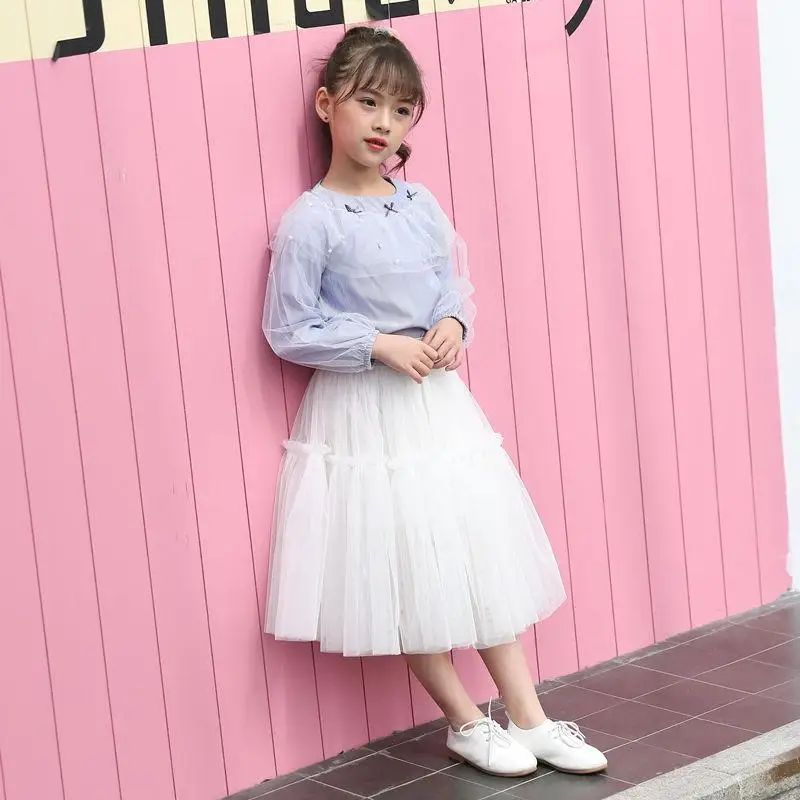 Модная юбка-пачка для девочек-подростков; сетчатая юбка в стиле пэчворк; детская пышная длинная юбка принцессы; юбка для дня рождения для девочек; Q438