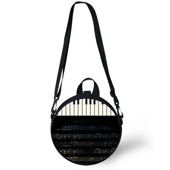 

ThiKin Women Shoulder Bag DJ Music Notes Print Circle Bags Piano Pattern Beach Holiday Bag Girl Boys School Crossbody Purse