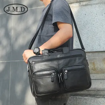 

J.M.D Real Cow Leather Fashion Men's Brown Top Handle Laptop Bag Office Briefcase Shoulder Messenger Bag Handbags 7231