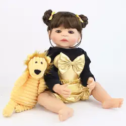 55 см полный силиконовые Reborn Baby Doll игрушка как настоящая девушка Boneca винил новорожденных малышей Принцесса Bebe, живой подарок на День Рожде