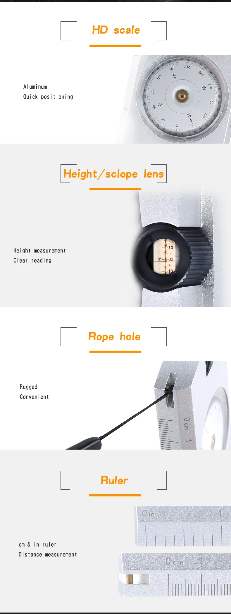 Água de Alumínio e clinômetro Inclinação e altura de Medição Eyeskey Compass Mira Profissional à Prova d' Bússola 5 Bússola de avistamento de alumínio impermeável profissional