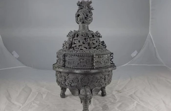 

Chinese Temple Old Pure Copper Bronze Elephant God Dragon Censer incense burner