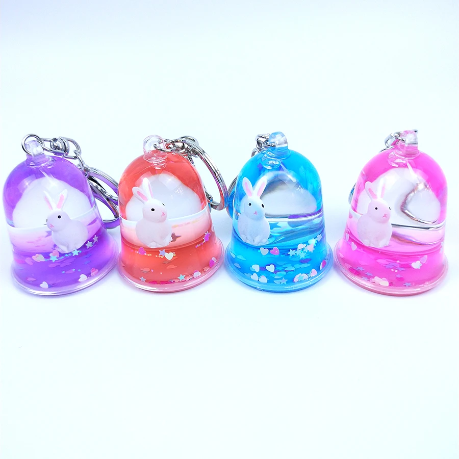 

Quicksand Keyring Floating Rabbit Sequin Glitter Key Chain Bag Pendant Acrylic Liquid Keychain For Couples Women Men Girl Gift