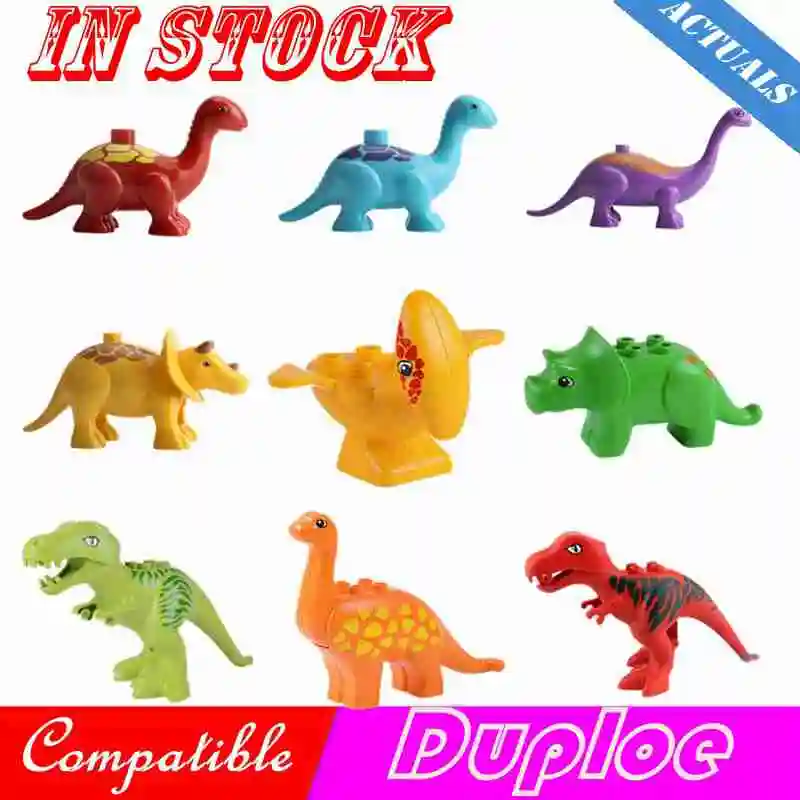 

Creator Duplo Animal Jurassic Park Dinosaur World Tyrannosaurus Rex Pterosaurs Triceratops Models Blocks Toys Compatible Duploed