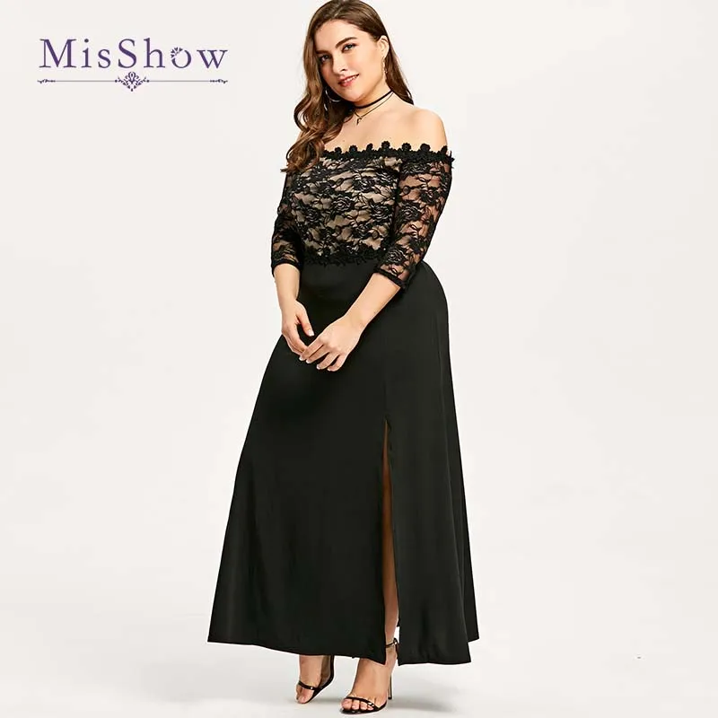 

Robe De Soiree Sexy Plus Size Lace Evening Dress Long 2019 Elegant Off the Shoulder Half Sleeve Formal Dress for Wedding Party