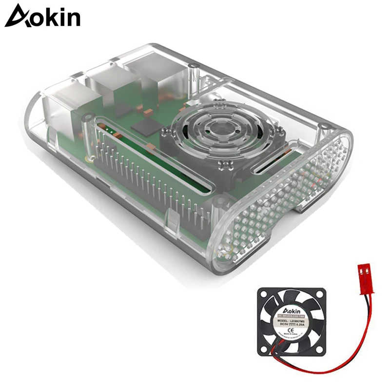 Aokin Корпус для Raspberry Pi вентилятор Радиатор блок питания для корпус для Raspberry Pi с вентилятором алюминиевый радиатор для Raspberry Pi 3 Model B +