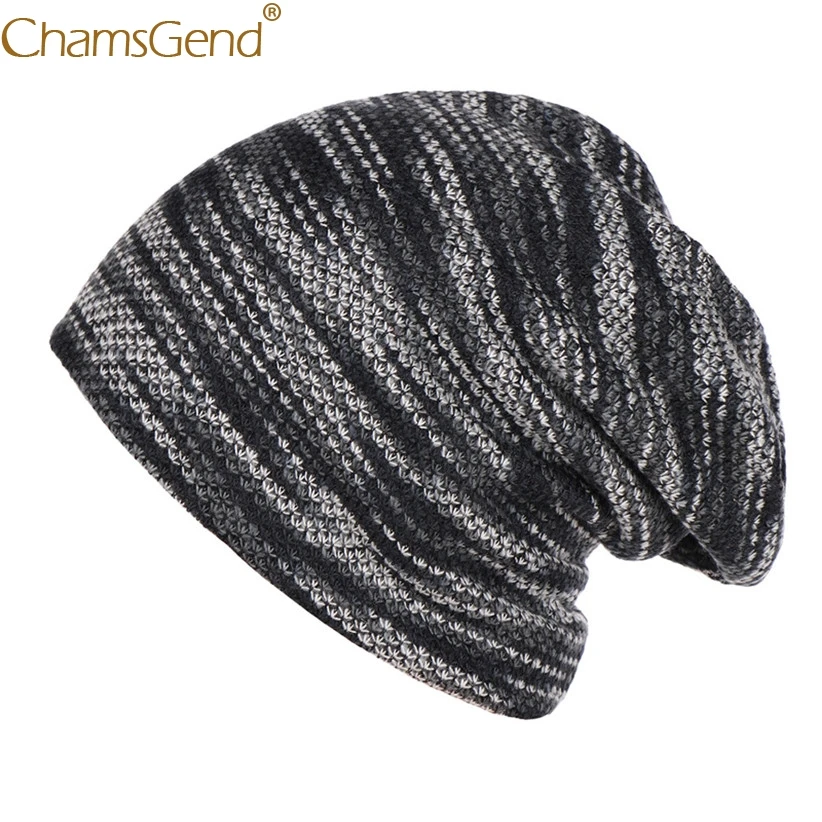 Newly Design Fashion Men Warm Striped Hats Fleece Skullies Beanies Cold