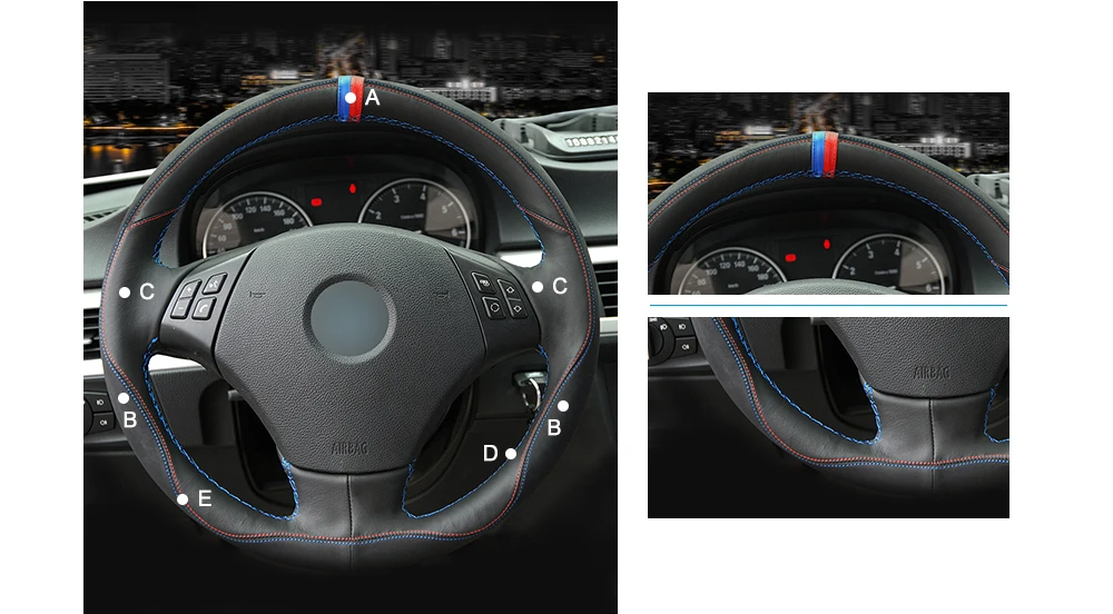 MEWANT черный натуральная кожа замша ручная вышивка Чехол рулевого колеса автомобиля для BMW E90 E91(Touring) 320d 325i 335i X1 E84