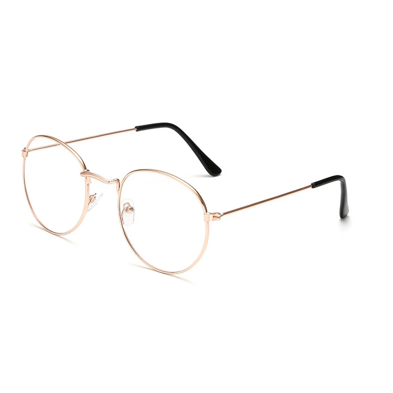 Retro Eyeglasses Frames Harajuku metal round flat mirror men and women literary round frame decorative frame