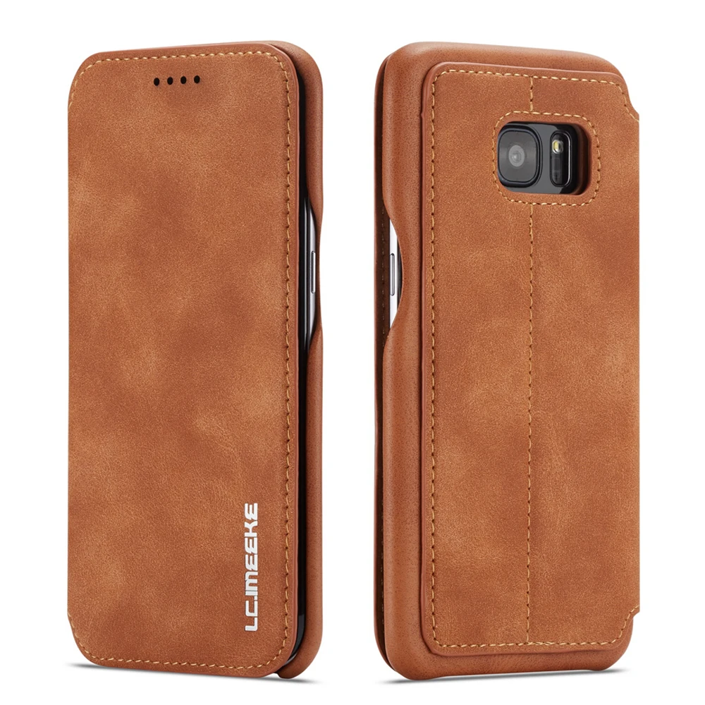 

Magnet Leather Flip Case For Samsung Galaxy S7 s7 edge Card Slot Wallet Cover samsung s7 edge Case Hard PC Back Coque Funda