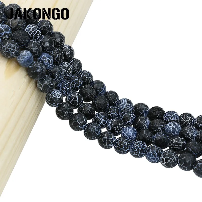 

JAKONGO Weathering Onyx Faced Round Natural Stone Beads For Making Bracelets Loose Black Beads for DIY Jewelry 6/8/10mm