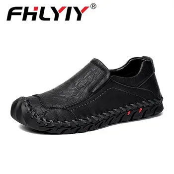 

Big Size 45 High Quality Genuine Leather Men Casual Handmade Shoes Soft Moccasins Fashion Brand Men Flats Comfy Shoes