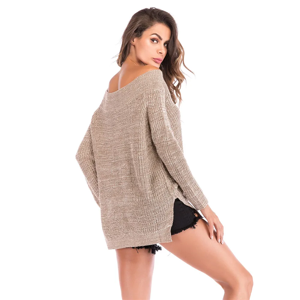 Autumn Off Shoulder Knit Blouse Women 2018 Vacation Sexy Beach Slash Neck Knitted Blouse Shirt pullover Loose Blouses BF5819 (6)