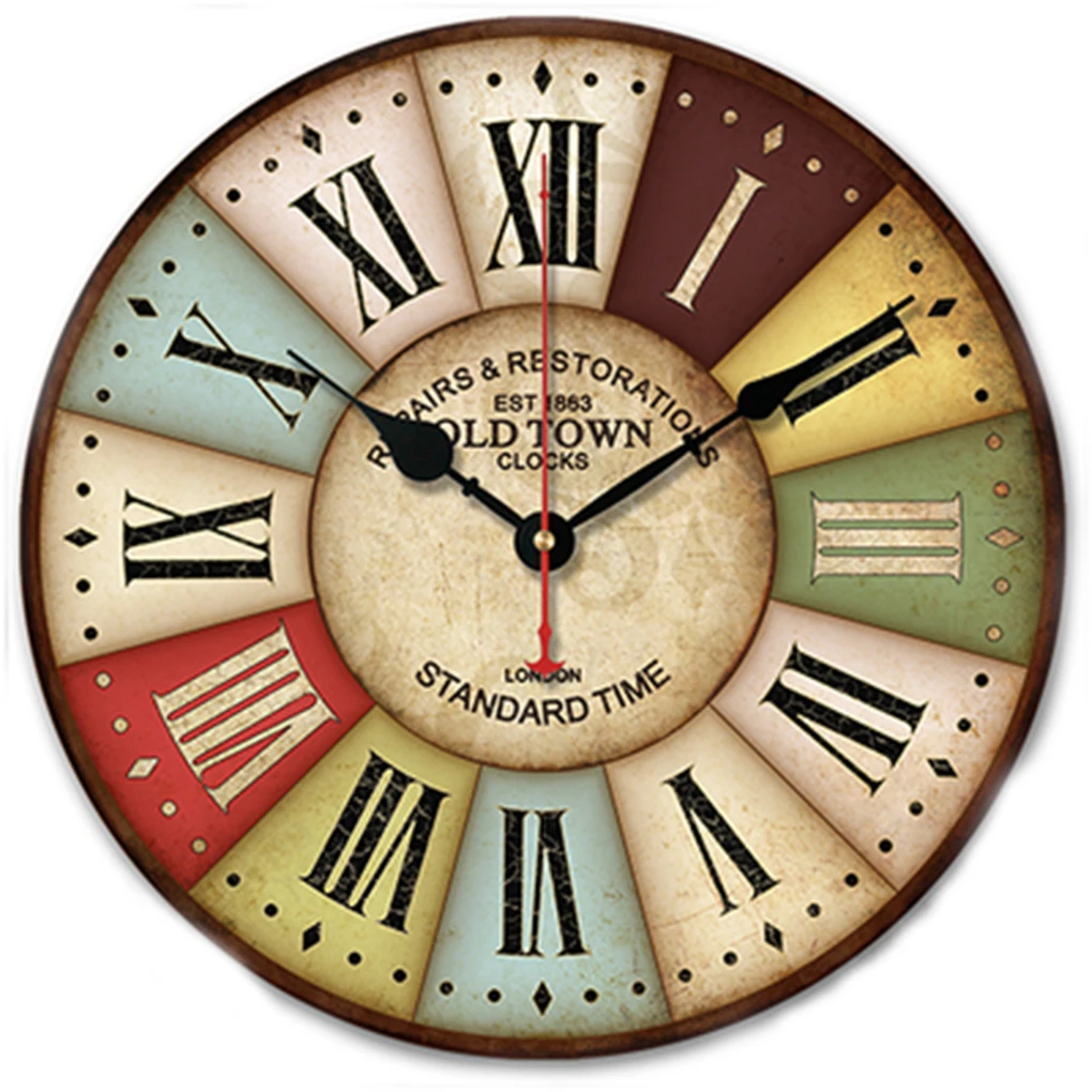 Fashion personality 12 inch Round quartz Wood Wall clocks silent