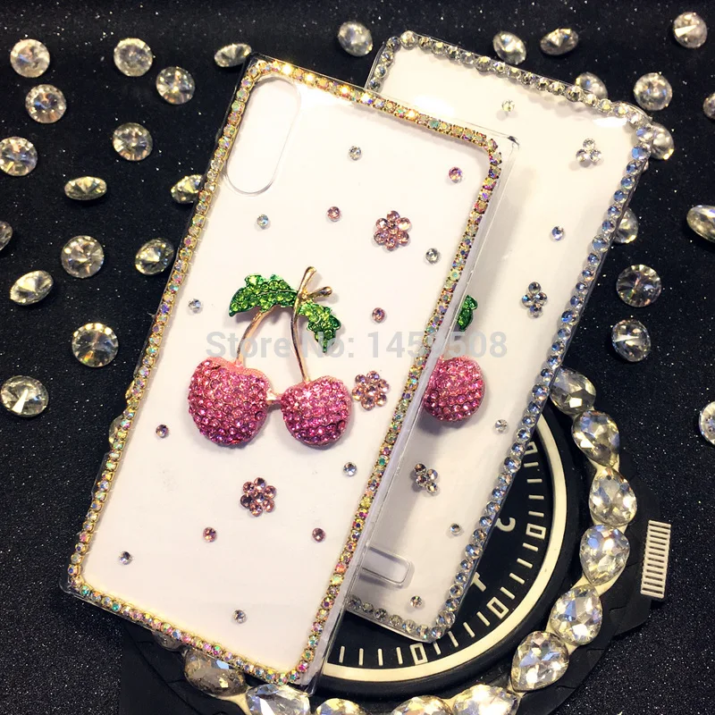

For Asus Zenfone 3 ZE520KL 5.2"s Handmade Rhinestone Cherry Diamond Cover Cases