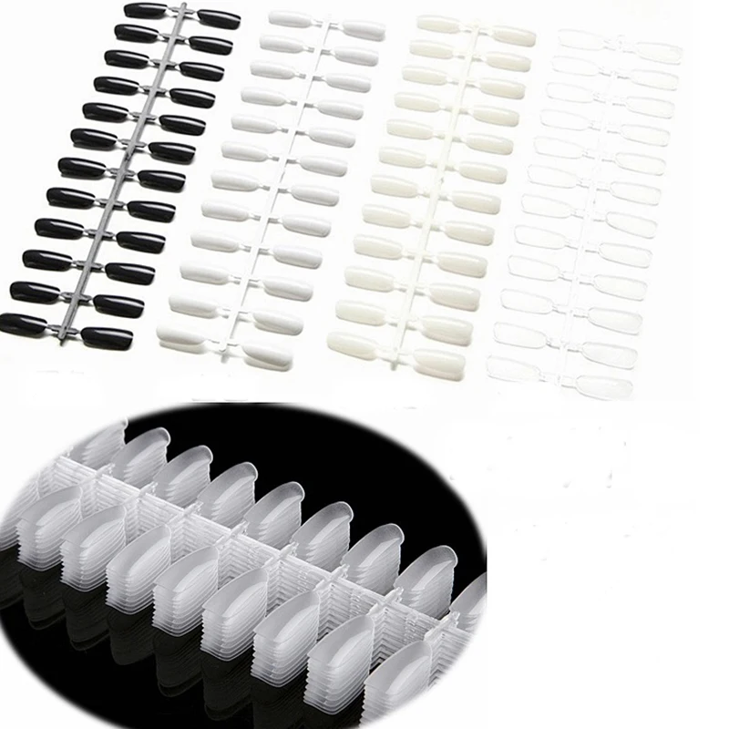 

Top Quality 48pcs/set White Clear False Nail Stickers Square Shape Nail Samples Display Practice Color Card Nail Tips