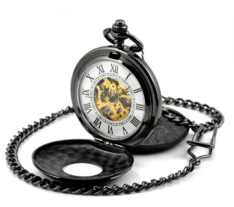 2019 новый двойной дисплей Римский корпус Ретро полые механические карманные часы в стиле «стимпанк» циферблат унисекс Мужские и женские