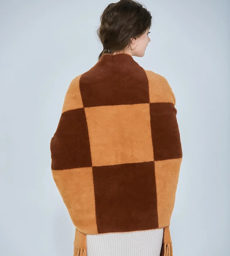 Брендовый новый дизайн с пончо с рукавами зимний теплый шарф норковый кашемировый плащ накидка одеяло с кисточками Вязаное пончо свитер