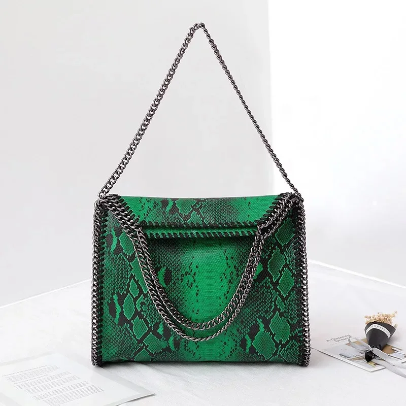 

Fashion Women Tote Female Luxury Leopard Handbag Serpentine Chains bag shoulder bag Fold Over Leopard Print Women Shoulder Bags