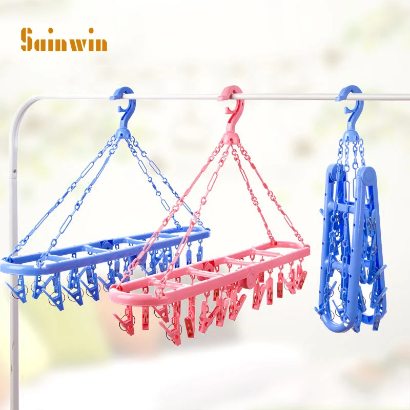 Sainwin 20 clips multi functional folding hangers clothing rack plastic