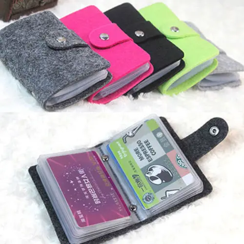

2019 Fashion Women Men Felt Soft Pocket Business ID Credit Card Holder Case Wallet for 24 Card Solid